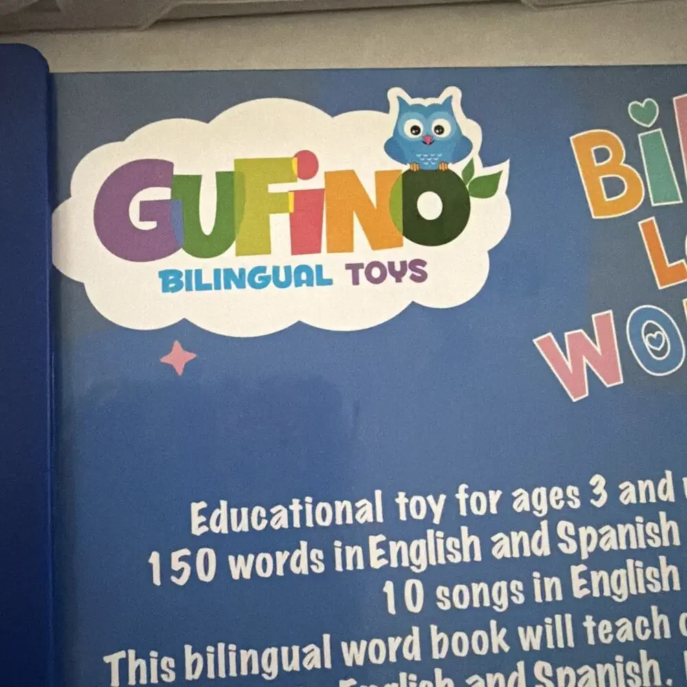 GUFINO Bilingual Toys Bilingual Word English/Spanish Book Tested Works
